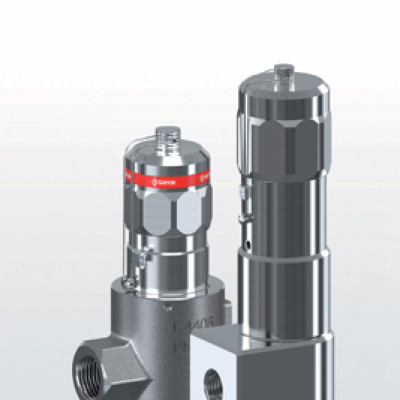 Series 493 Overflow valves made of stainless steel, in angle type or with rotatable angle housing, with threaded connections or high-pressure connections