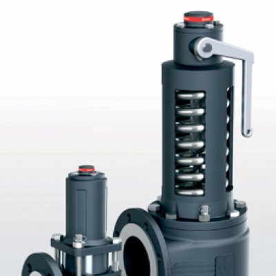 Series 355 Safety valves made of spheroidal graphite cast iron, angle-type with flange connections